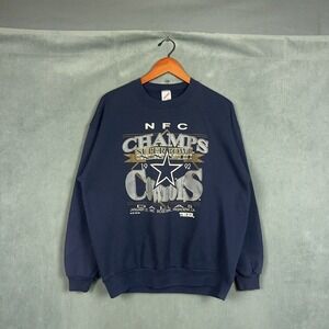 Vintage Jerzees Sweatshirt Mens Size XL Faded Blue NFC Champs Dallas Cowboys